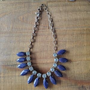 J Crew Elegant Blue and Gold Necklace